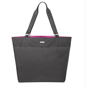 Baggallini Gray and Pink Weekender Expandable Carryall Overnight Tote Bag
